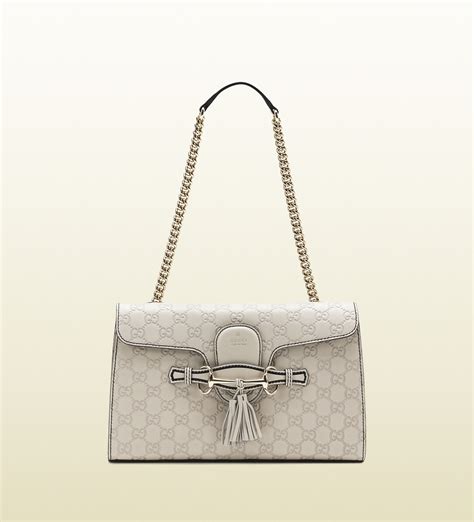 white gucci bag with gold chain|gucci emily shoulder bag.